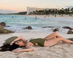 Sharon loves to spend time on the beach.